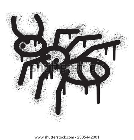 Ant icon graffiti with black spray paint