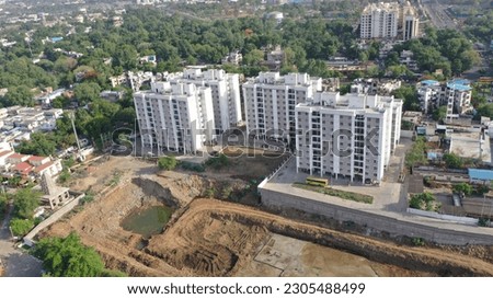 Aerial view of a high rise apartment building in Bhopal, Madhya Pradesh, India 