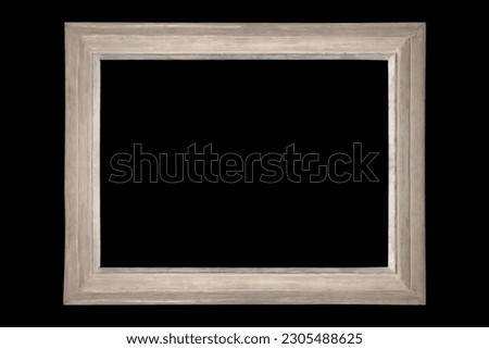 Light brown beach wood photo frame simple medium sized isolated template black background
