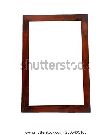 Brown wooden frame isolated on white background with clipping path or make selection. Mockup object and wood picture frame