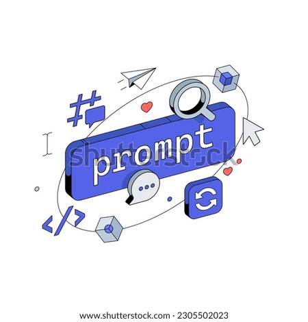 Prompt command button in Chatbot. Search by Images and Ideas Prompts. 3d isometric Vector illustration. Royalty-Free Stock Photo #2305502023