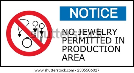 warning sign prohibited from wearing jewelry accessories Royalty-Free Stock Photo #2305506027
