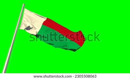 Waving glorious flag of Madagascar on chroma key screen, isolated - object 3D rendering