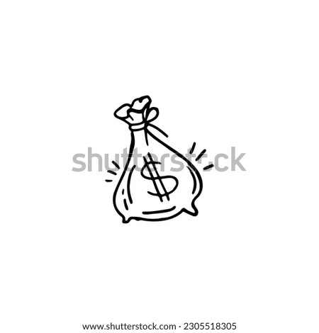 money bag hand drawn doodle with dollar sign Royalty-Free Stock Photo #2305518305