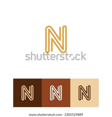 Minimal Logo Letter N of monogram icon lineart illustrator Elegant typography logotype symbol vector clipart