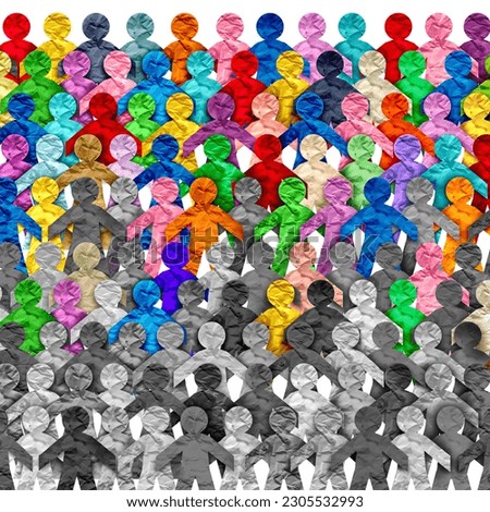 Shifting Population Dynamics and changing demographics as diverse people in society as human group composition transforming into a multicultural societal international tolerance celebration. Royalty-Free Stock Photo #2305532993