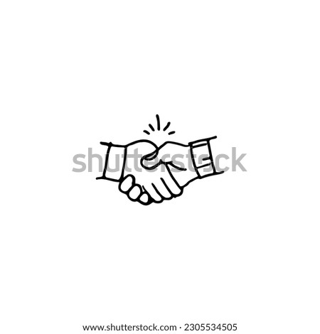 Handshake Doodle icon, a hand drawn vector doodle illustration of hands shaking to a mutual agreement in a business partnership Royalty-Free Stock Photo #2305534505
