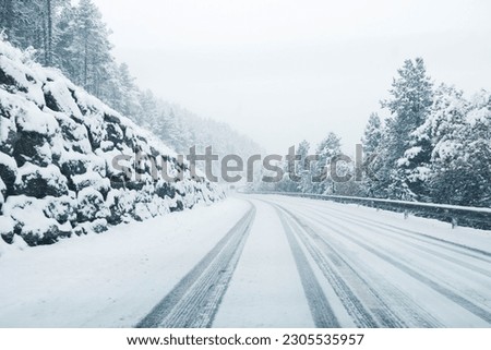 Winter road in the mountains