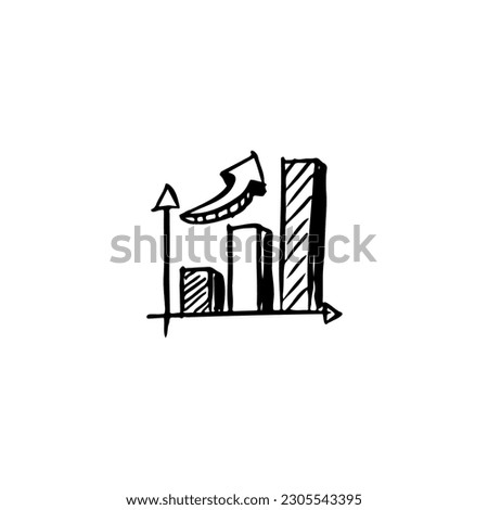 growing graph, bar chart, doodle icon on the white background, hand drawn design vector illustration Royalty-Free Stock Photo #2305543395