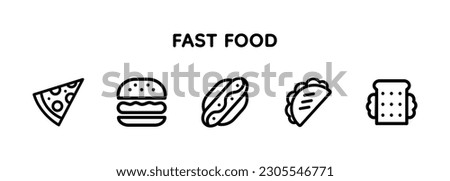Fast Food Set icon. line.With loaf.