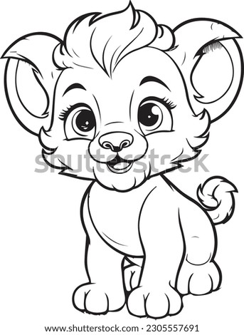 lion: vector line art cartoon style for coloring pages