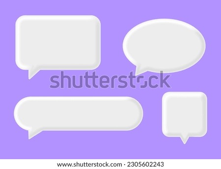 Set of four 3D speech bubble icons, isolated on blue background. 3D Chat icon set. Set of 3d speak bubble. Chatting box, message box. Web Vector Illustrations. Chat icon set. Balloon 3d style. Royalty-Free Stock Photo #2305602243
