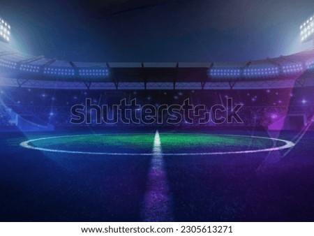 Professional soccer field -staduim  with abstract blue champions leage mode 