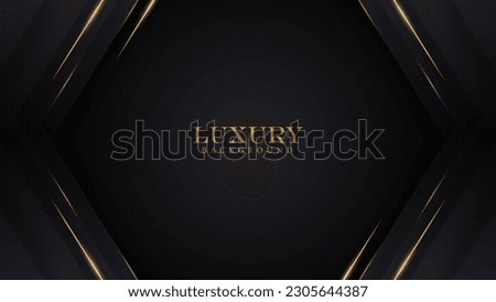 luxury elegant abstract black background in hexagon shape with halftone and shiny gold line. luxury elegant theme design vector illustration Royalty-Free Stock Photo #2305644387