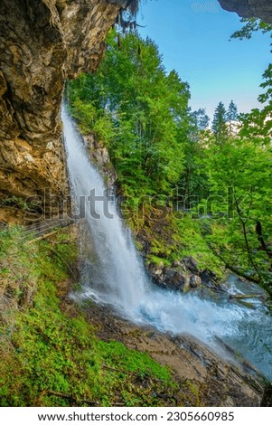 Giessbach waterfalls to lake Brienzersee, Switzerland.