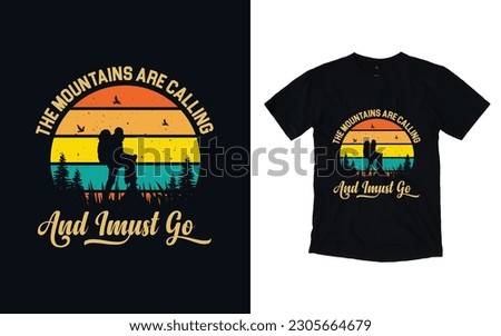 Hiking t-shirt design, Vintage mountain lettering, adventure t-shirts, graphic vector element, hiker typography
