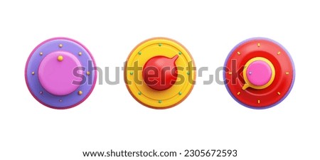 Circle button symbol or volume up dial from sound low to max Including bass and treble increase buttons on white background media entertainment element object kid cute. clipping path. 3D Illustration.