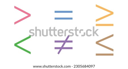 Less than greater than and equal symbol in mathematics. inequality symbols. Mathematics resources for teachers and students. Royalty-Free Stock Photo #2305684097