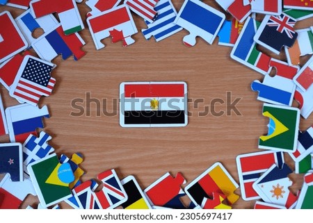 flag of egypt puzzle among the flags of the countries of the world