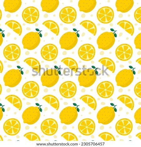 Fresh Lemon Pattern For Background, Textile, Wallpaper. Vector Hand Drawn Illustration In Flat Style