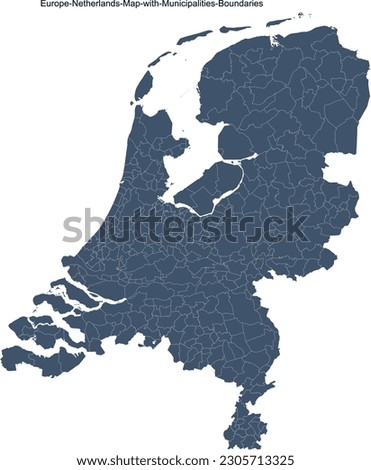 Europe Netherlands Map with 345 Municipalities Boundaries Royalty-Free Stock Photo #2305713325