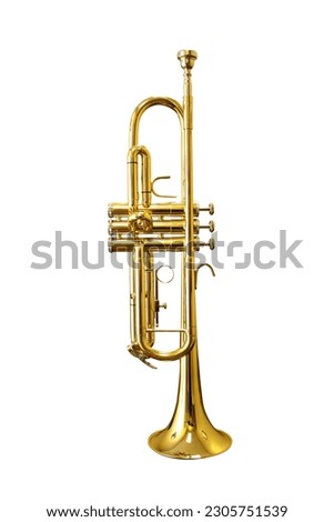 	
Musical trumpet instrument isolated on a white background