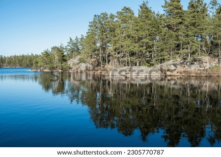 Swedish sunny scandinavian typical nature concept: Tyresta national park landscapes Royalty-Free Stock Photo #2305770787