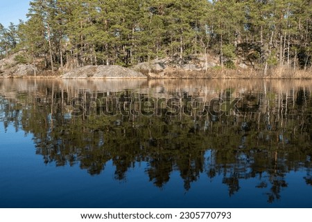 Swedish sunny scandinavian typical nature concept: Tyresta national park landscapes Royalty-Free Stock Photo #2305770793