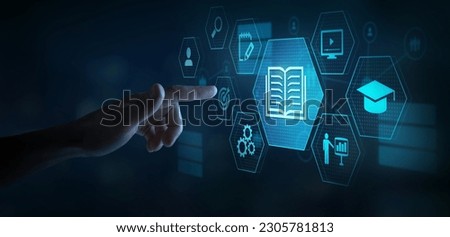 online education, e-learning education concept, learning online with webinar, read or study tutorial, internet lessons Royalty-Free Stock Photo #2305781813