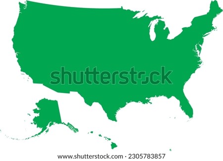 YELLOW CMYK color detailed flat map of the UNITED STATES OF AMERICA on transparent background