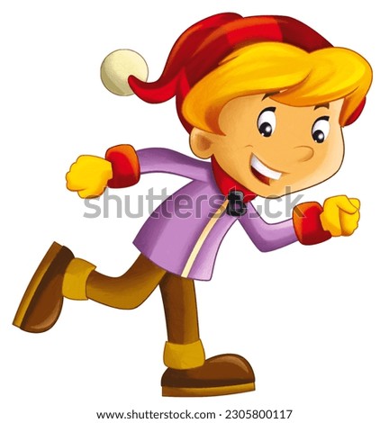 cartoon scene with young boy running doing sport isolated illustration for kids
