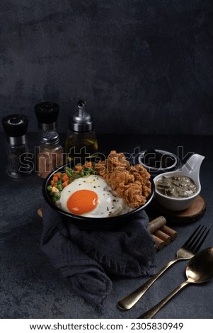 Chicken Rice Bowl And Fried Chicken Food Photography