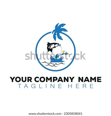 salmon fish logo design vector template. Seafood logo design template