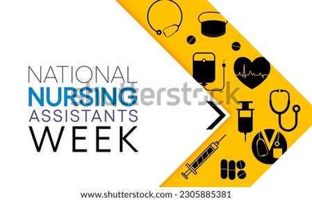Nursing assistants week is observed every year in June, The main role of a CNA is to provide basic care to patients and help them with daily activities. vector illustration