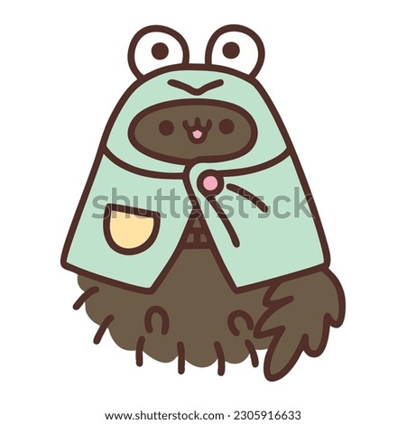 Cute Cat Cartoon Wearing Frog Jacket