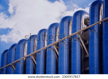 Liquid nitrogen tanks and heat exchanger coils for producing industrial gas Royalty-Free Stock Photo #2305917817