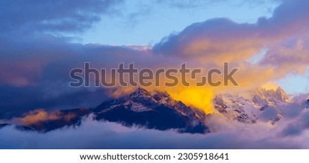 Sunrise view of Jade Dragon Snow Mountain
