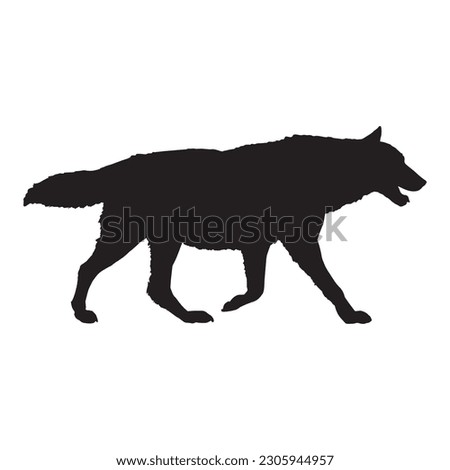 wolf silhouette vector black color on white background