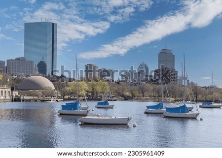Boston skyline over the Charles river
