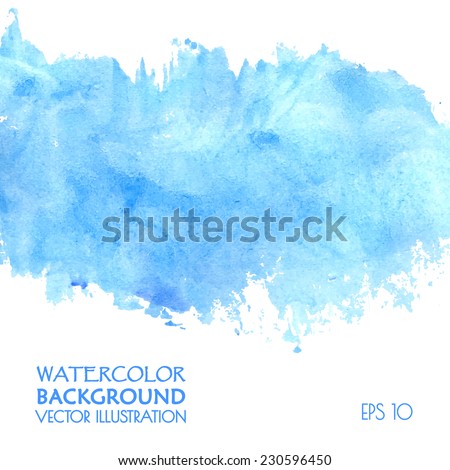 Light water blue watercolor banner for web design. Vector illustration.