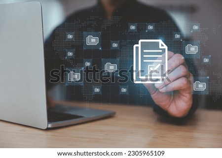 Data document content management system search and online file transfer download or doc sharing and database digital cloud drive storage service on computer network technology analytics concepts Royalty-Free Stock Photo #2305965109