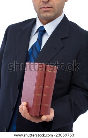 business and education concept with books on white