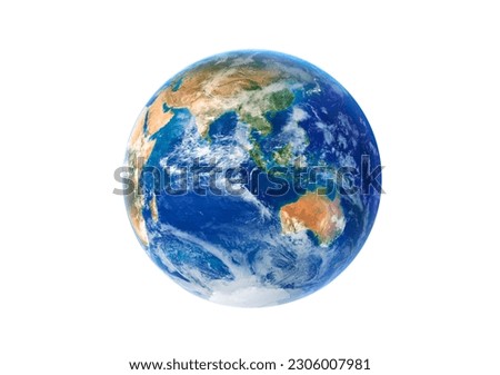 Blue planet earth isolated on white background. Clipping path. Elements of this image furnished by NASA Royalty-Free Stock Photo #2306007981