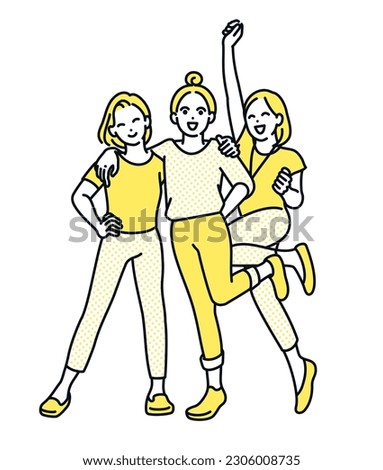 Excited and full of energy! A young woman looks happy in front of summer. Clip art of a young woman.