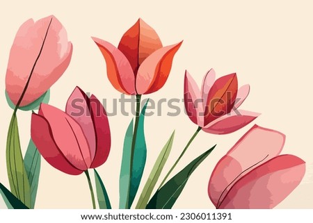 Tulip flower watercolor floral art illustration