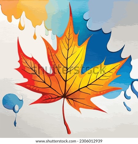 Maple leaf, watercolor vector art design collection