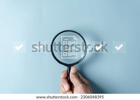 Document Management System Check mark, online documentation database and process automation to efficiently manage files, knowledge and documentation in enterprise. Corporate business technology, DMS Royalty-Free Stock Photo #2306048395