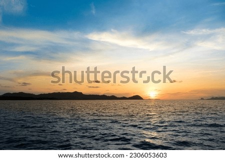 Sea and Coast with Sunset, Concept of Ecosystem Integrity, of the Andaman Sea, Thailand, and a very popular tourist destination in Asia, with copy space.