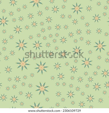 Minimal flower seamless pattern vector illustration. Floral design for fabric interior decor. Star shape flower seamless background. Ornament illustration with abstract chamomile.