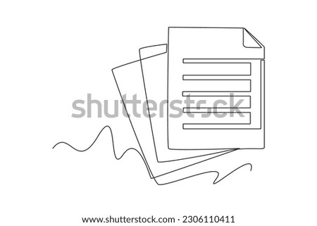 Continuous one-line drawing three sheets of business documents. Document thin concept. Single line drawing design graphic vector illustration